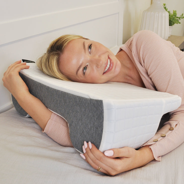 Wondertech® Ergonomic Memory Foam 2 in 1, Back Sleep Training Pillow & Shoulder Pain Relief Arm Hole Pillow with Cooling Cover