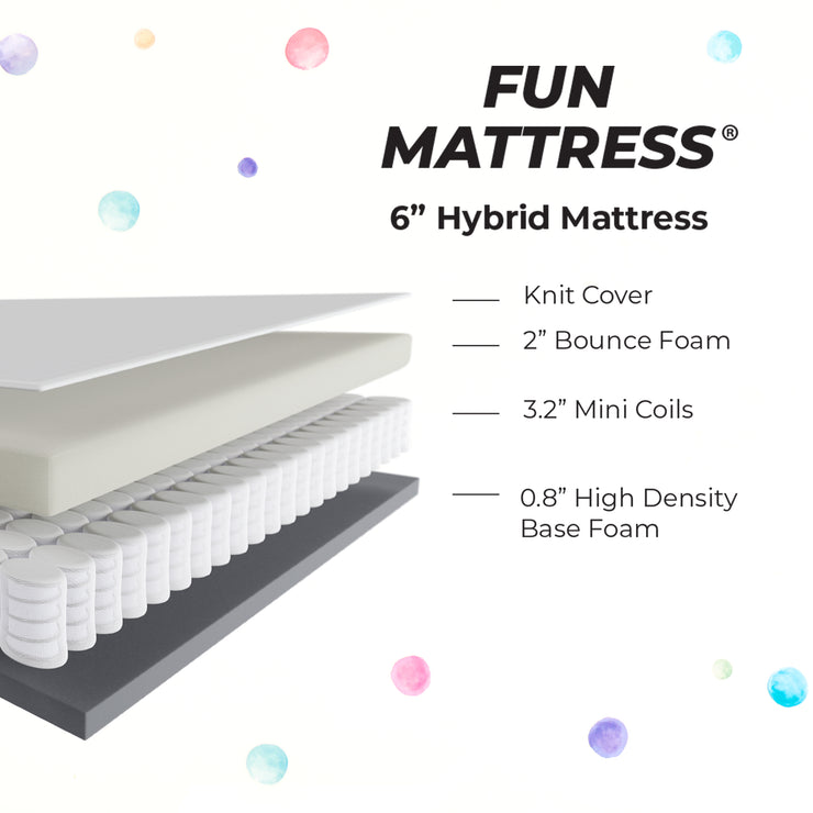 Fun Mattress 6" Hybrid of Bounce Foam and Coils